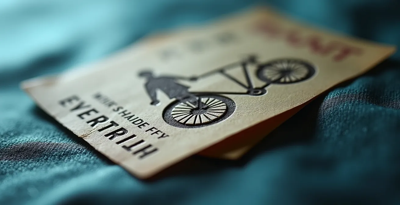 Vue macro détaillée de tickets de ferry avec symboles de transport en relief