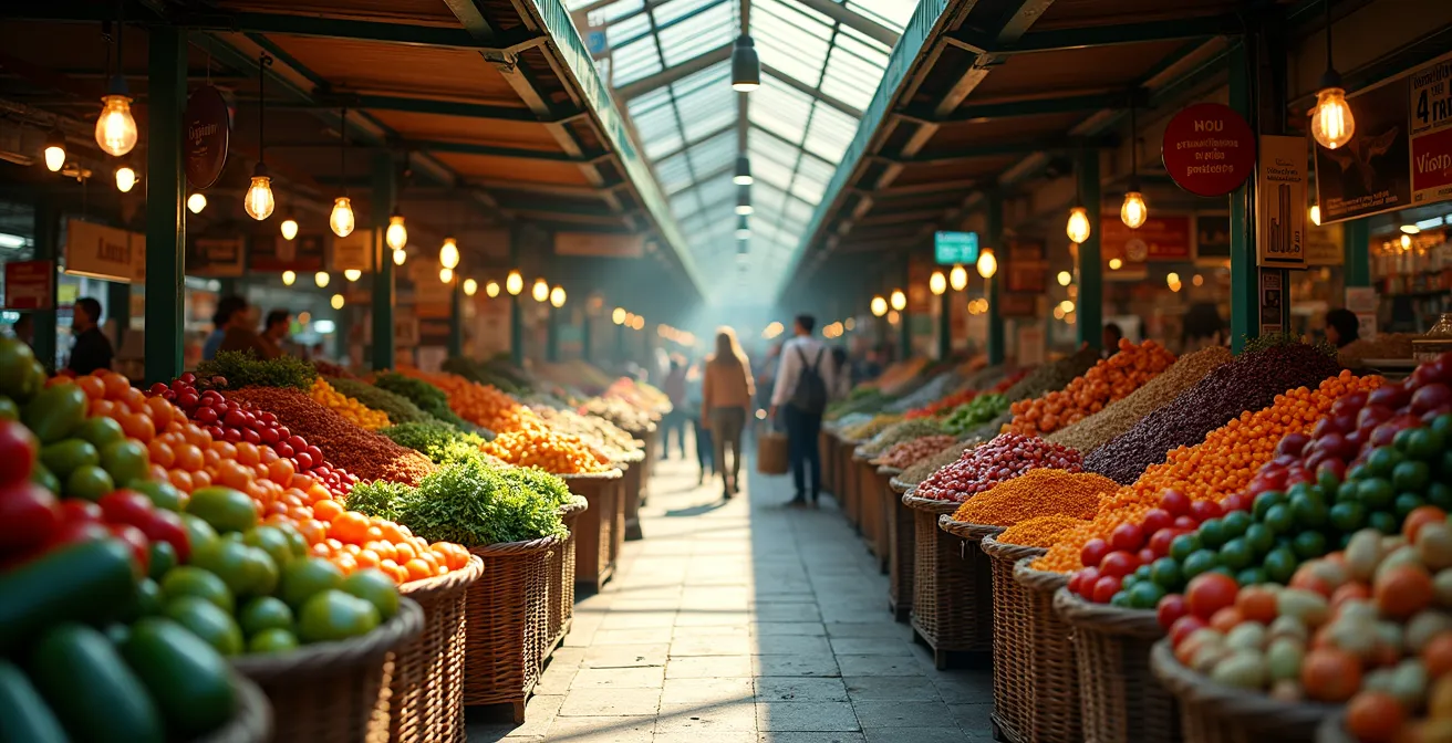 Vue d'ensemble du marché Sir Selwyn Selwyn-Clarke avec ses différentes sections