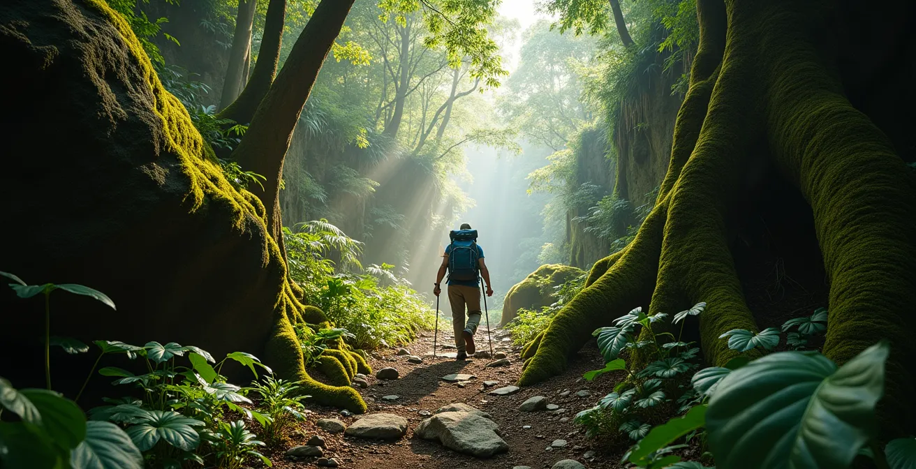 Sentier de randonnée dans la forêt tropicale du Morne Seychellois